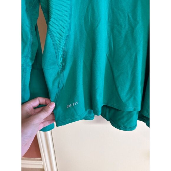 Nike Dri-Fit Womens Teal Long-Sleeve 1/4 Zip Pullover Athletic Top Size S - Picture 2 of 9